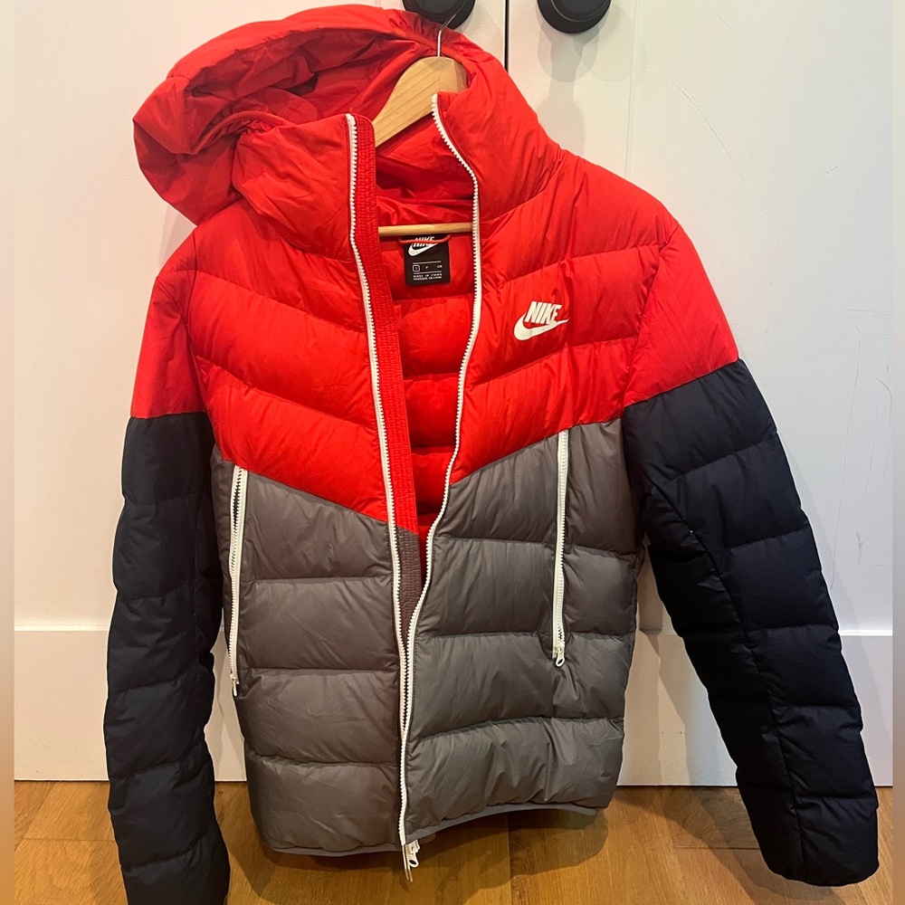 Nike.  Tri-color puffer jacket.  Size small.  Rarely worn.